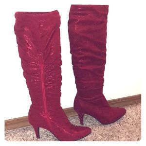 Knee high HOT red boots